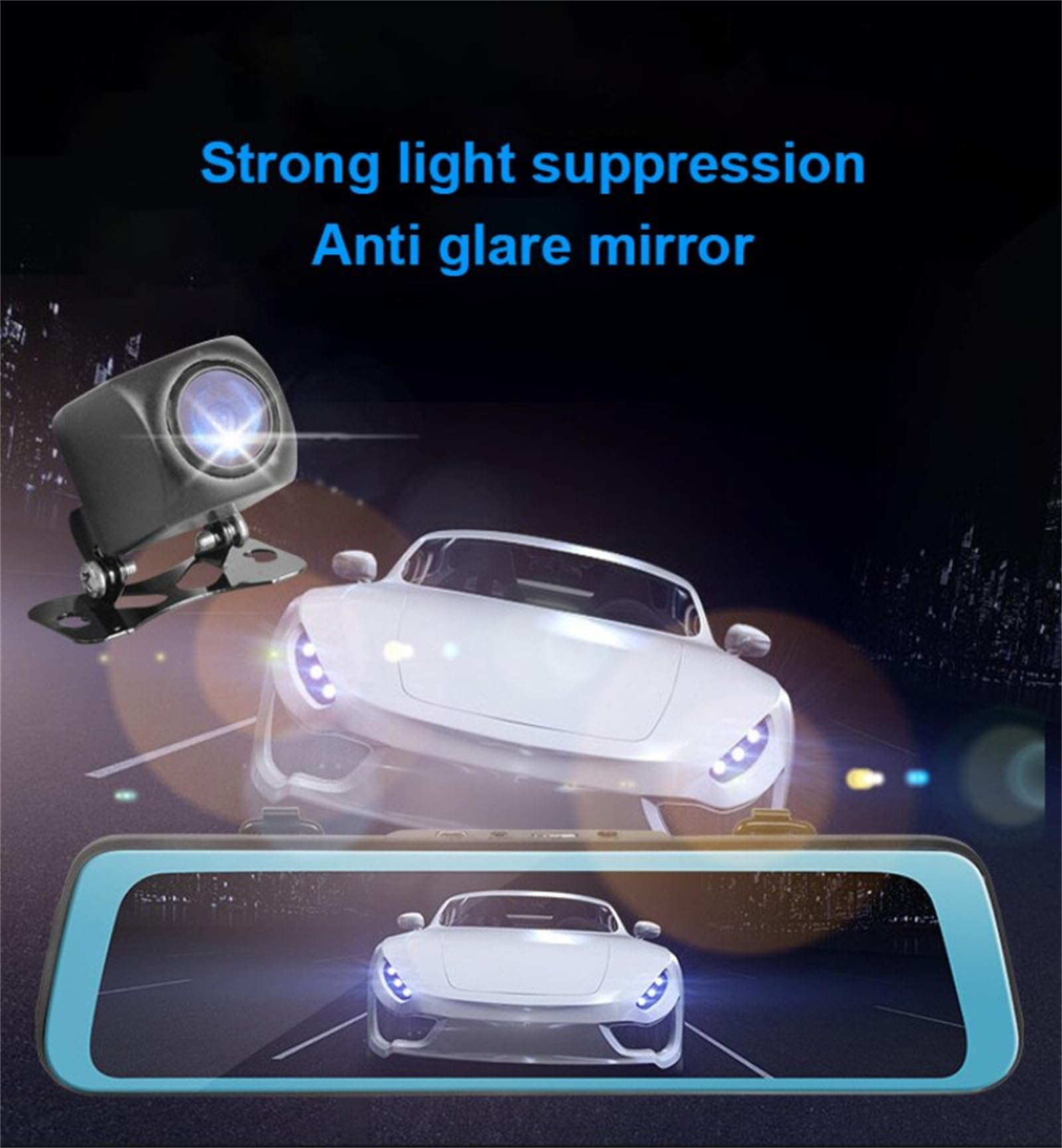 Registratore Di Guida Da 10 Pollici Telecamera Per Specchietto Retrovisore Touch Screen Visione Notturna Dash Cam Accessori DVR Per Auto 1080P, Registrazione in Loop, Sensore G, Visione Notturna