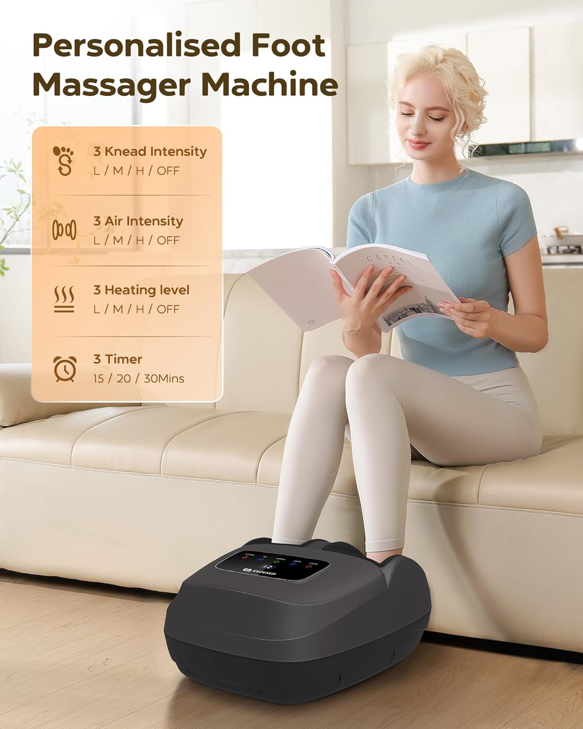 Shiatsu Foot Massager with Heat & Remote - 2026 Upgraded Deep Kneading Massage for Plantar Fasciitis, Neuropathy & Tired Feet | Fits Up to Size 14 | Perfect Gifts