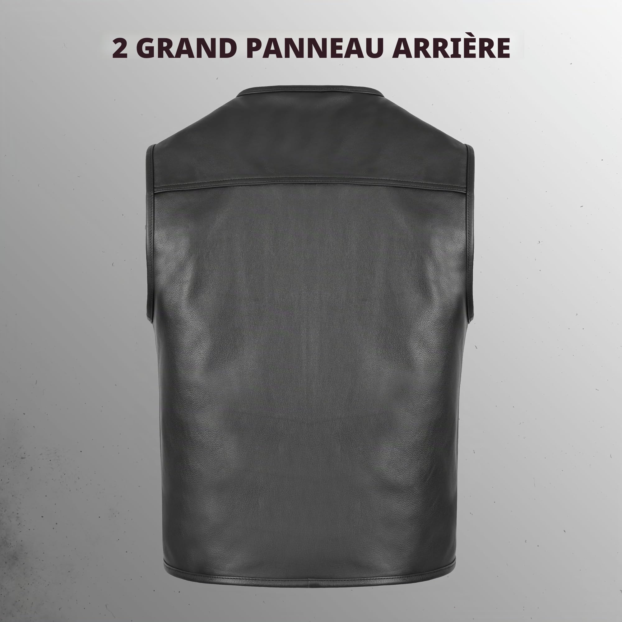 Leatherick Gilet de moto en cuir de vache véritable pour homme – Gilet de motard classique avec fermeture éclair sur le