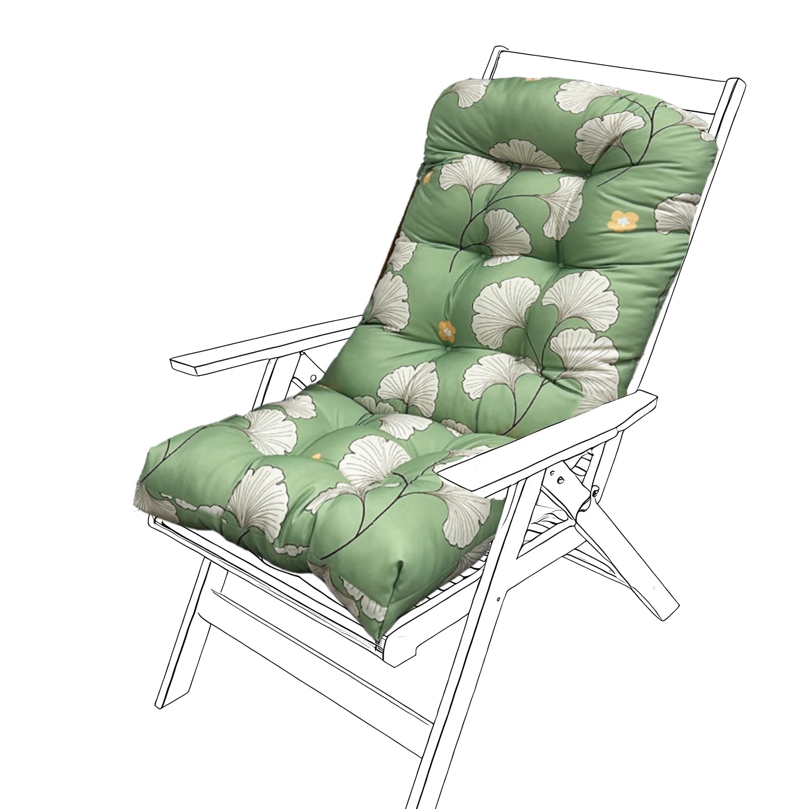 JhLwARes Rocking Chair Cushion,High Back Outdoor Chair Cushions with Ties Waterproof Garden Patio Furniture Cushions Replacement 4" Thickened Dining/Kitchen/Office Chair Seat Pads