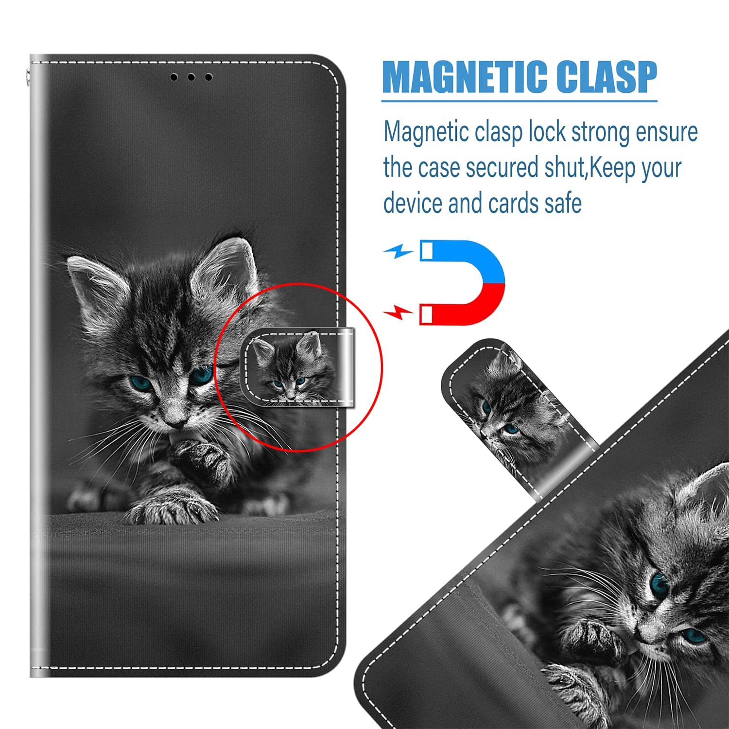 Leder-Handyhülle Für OnePlus 3/3T | Mit Kartenfächern & Standfunktion | Magnetverschluss | Schwarz