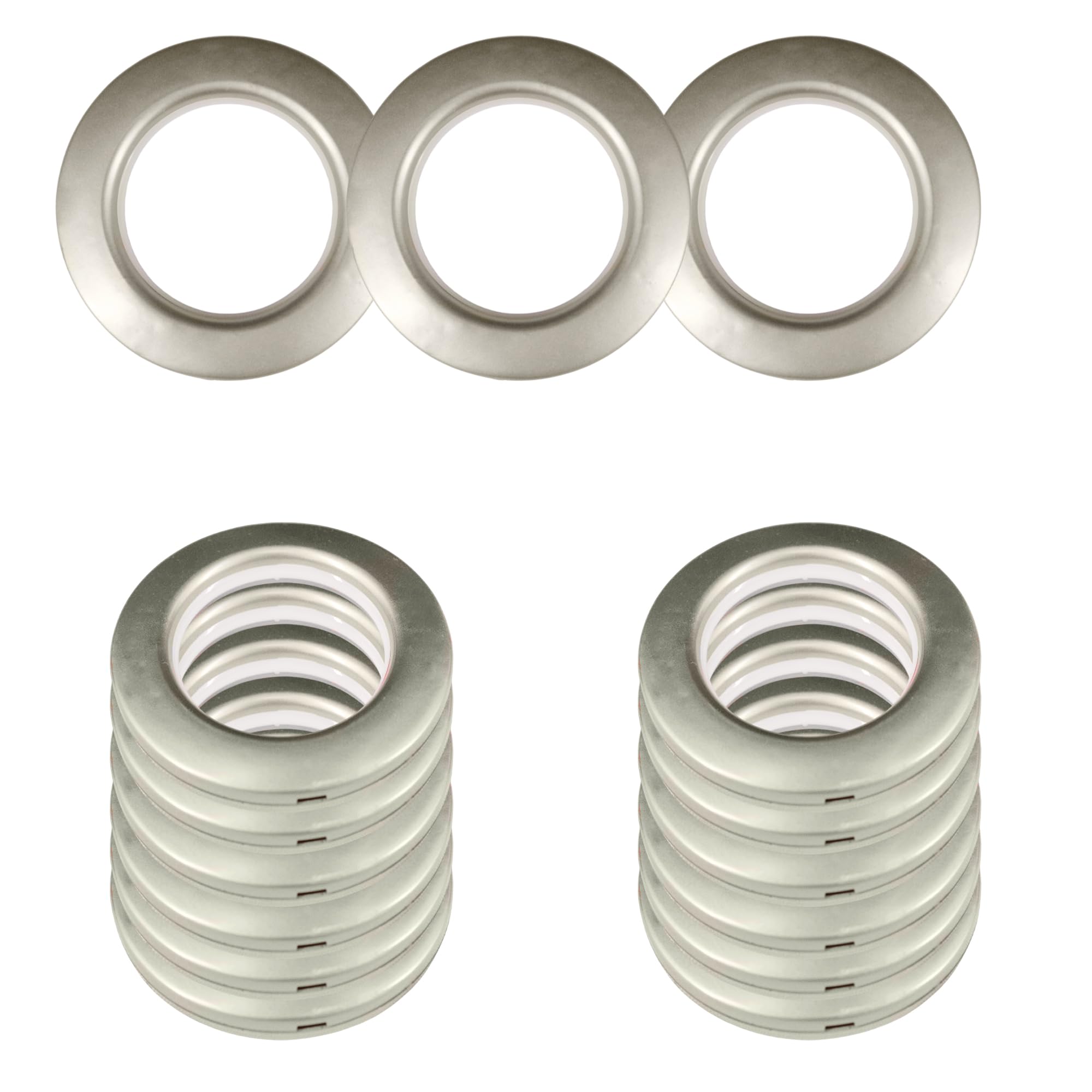 WedDecor 42mm Snap-On Curtain Grommets, Washable Low Noise Eyelet Rings, Smooth Glide Plastic Curtain Rings for Shower Room Divider Drapes, Drapery Hardware, Grey, Set 10 Pieces