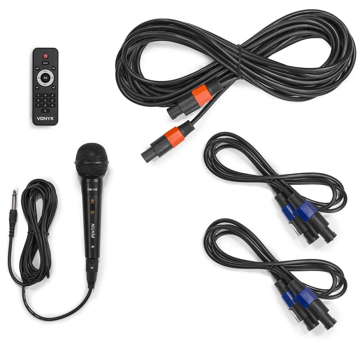 Vonyx Kit Altoparlanti Attivi VX1050BT 2.2 Custodia Protettiva Trolley BT 1150W | Include trolley e custodia, controllo indipendente del subwoofer, montaggio rapido, telecomando incluso