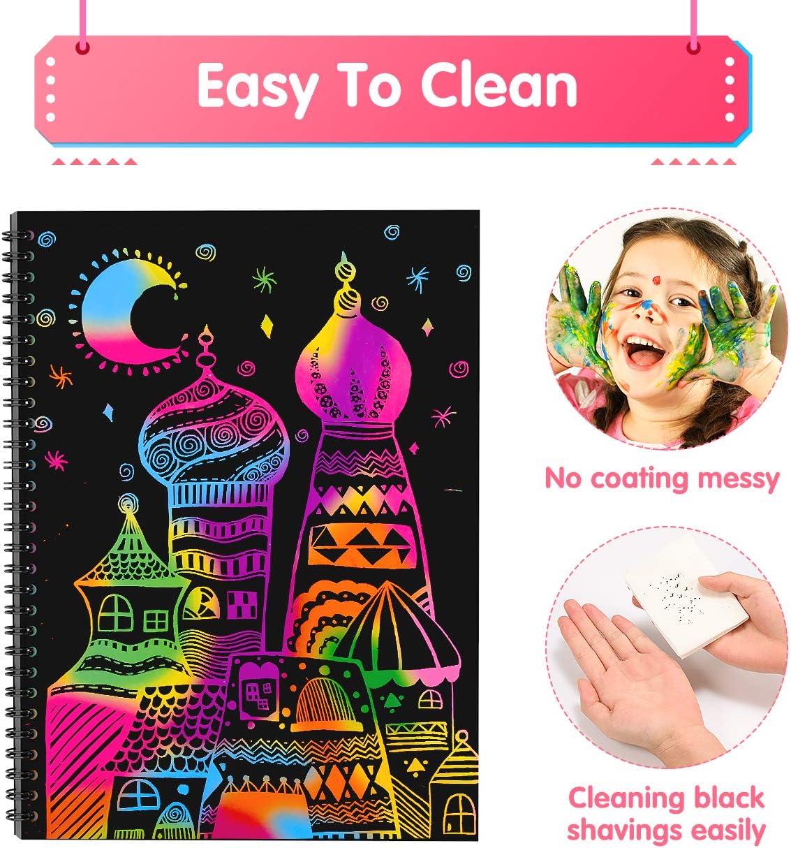 DEVRNEZ Rainbow Scratch Paper Toys Coloring Scratch Crafts for Age 3-12 Girls Magic Scratch Paper Set for 6-8 Year Old Kids Girls Toys Game Party Favor Birthday Day Gifts