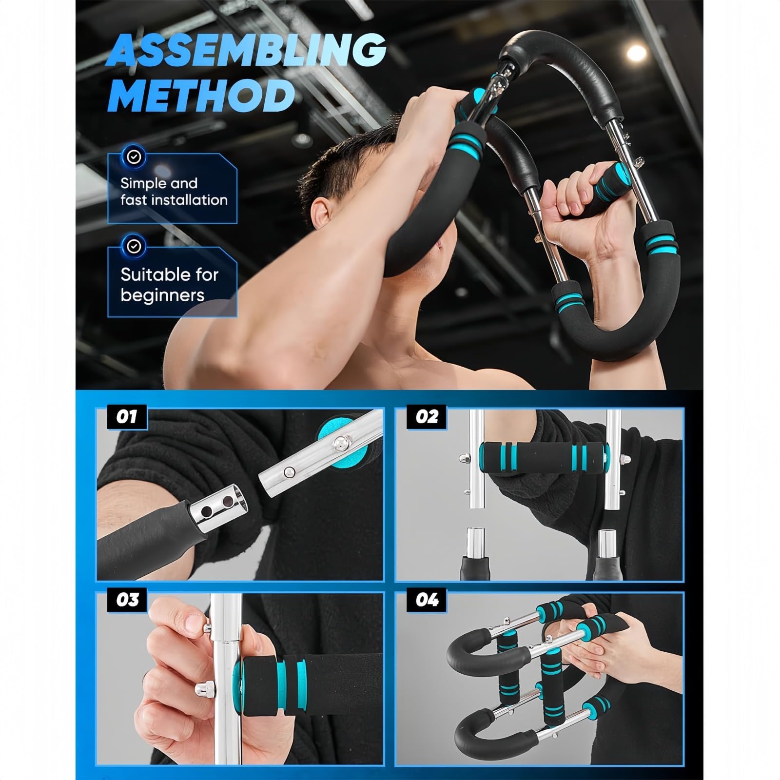 Shaker Twister Arm Trainer, expansor de pecho ajustable, barra giratoria portátil, potenciador de fuerza muscular, da forma al cuerpo perfecto para hombres, para principiantes y atletas profesionales