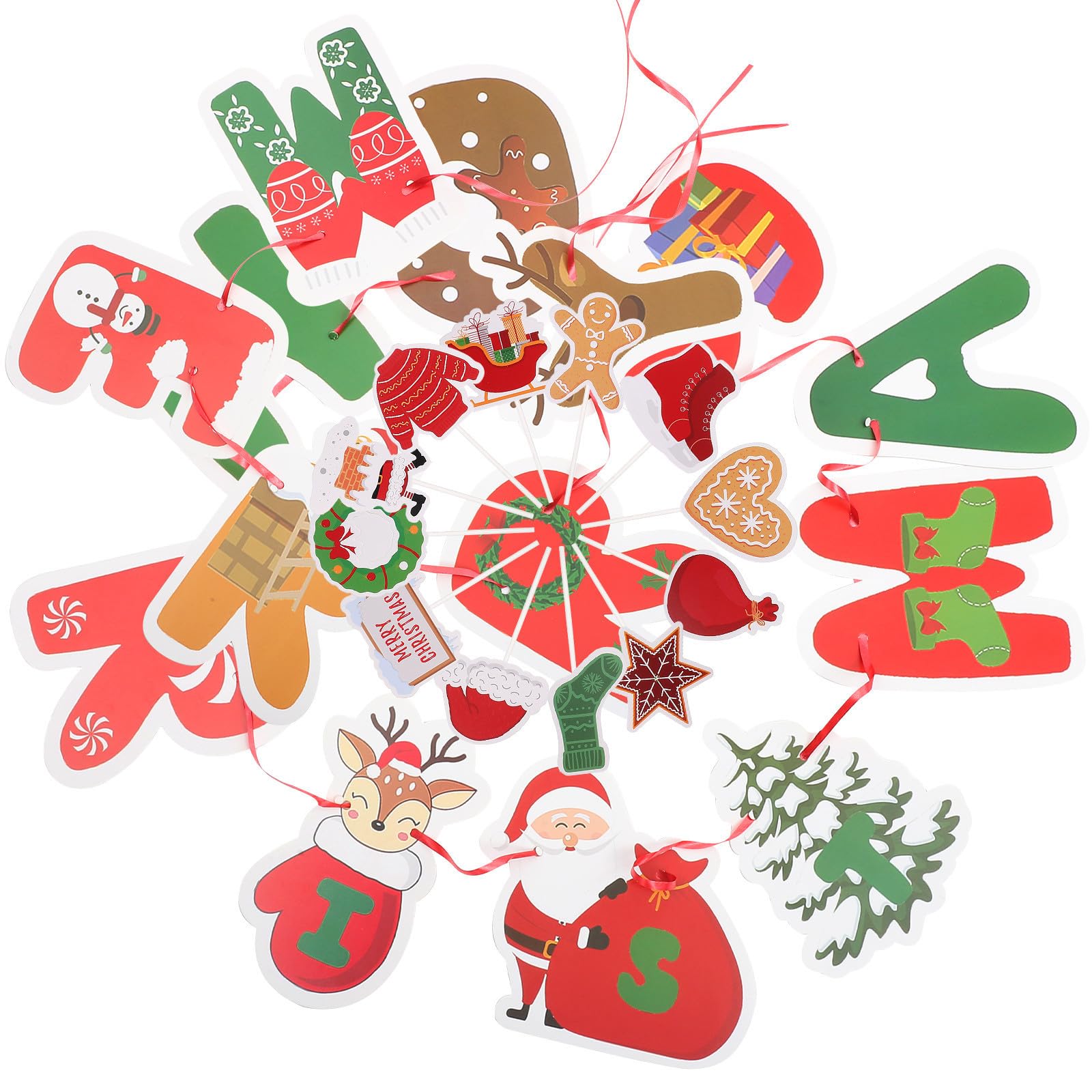 Toyvian 5 Juegos Banner Navideño de Papel para Fiestas Merry Christmas