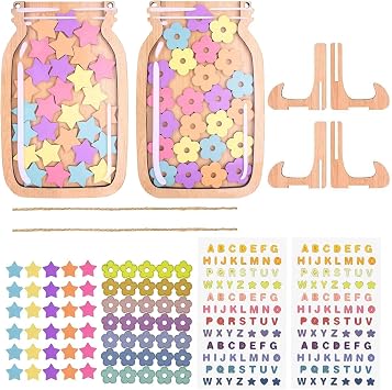htdayang 2 Pcs Star Reward Jar for Good Behavior with Alphabet Stickers