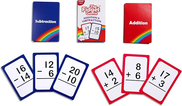 THE FIDGET GAME Addition & Subtraction Flash Cards, Math Games for Children to Practice Identifying Numbers - Educational Learning Toy & Interactive Tools for Ages 6 to 8 Years