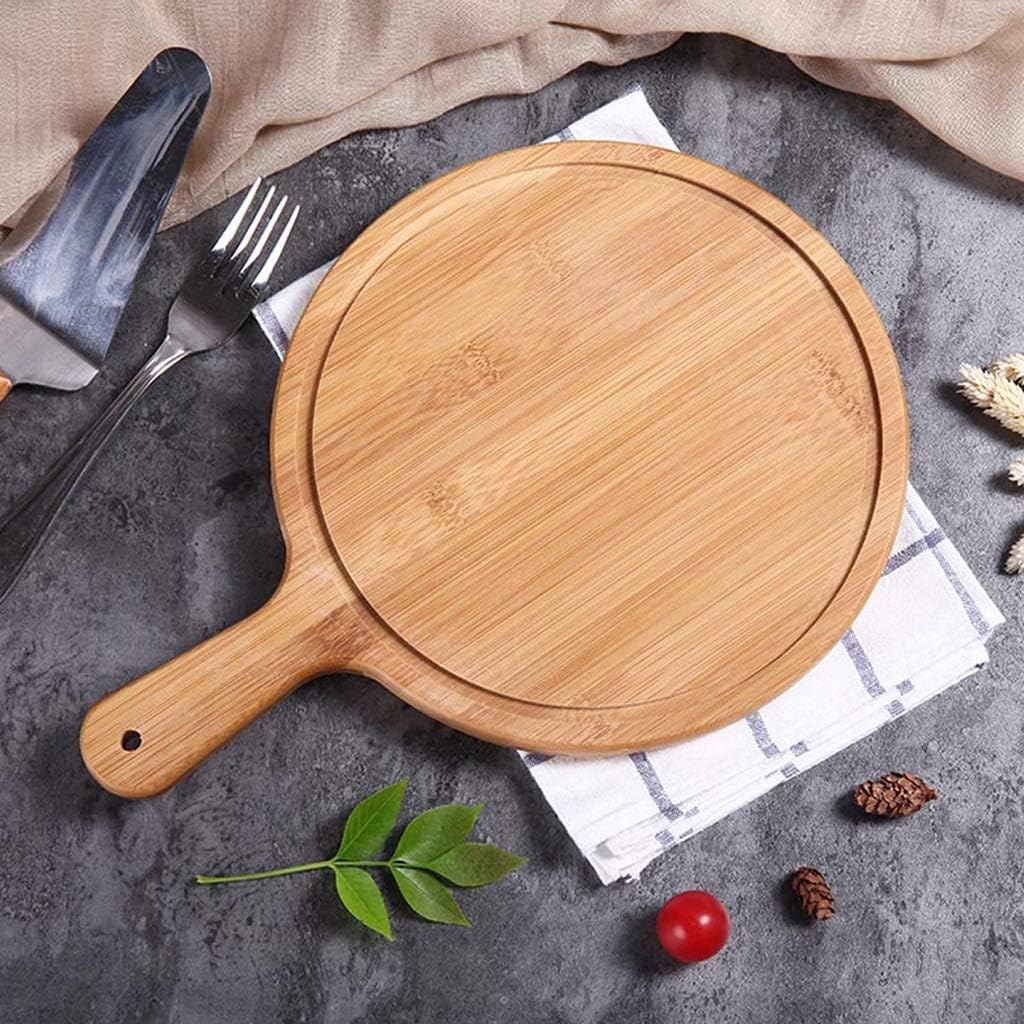 Wooden Pizza Board with Handle Round Pizza Baking Tray Pizza Stone Cutting Board Platter Pizza Cake Bakeware Tools 7/8/9/10/11 Inch (Size : 10Inch) (8Inch)