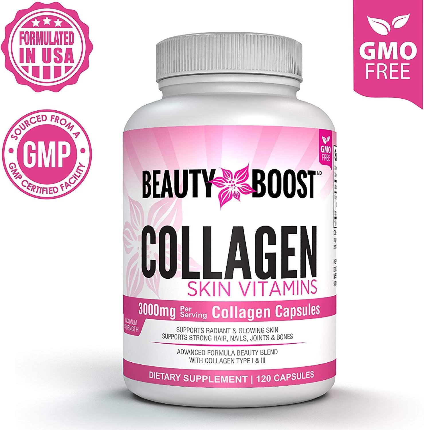 Collagen Peptides Pills for Hair and Skin, On-The-go 3000mg Collagen Complex Capsules for Radiant Skin and Strong Hair, Nails, Joints & Bones (120-Count, 30-Day Supply)