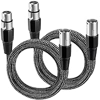Vista 20 de Cable XLR de 3 pies/2 unidades, cable de micrófono Nylong trenzado equilibrado XLR macho a hembra, cables de conexión de micrófono de alta
