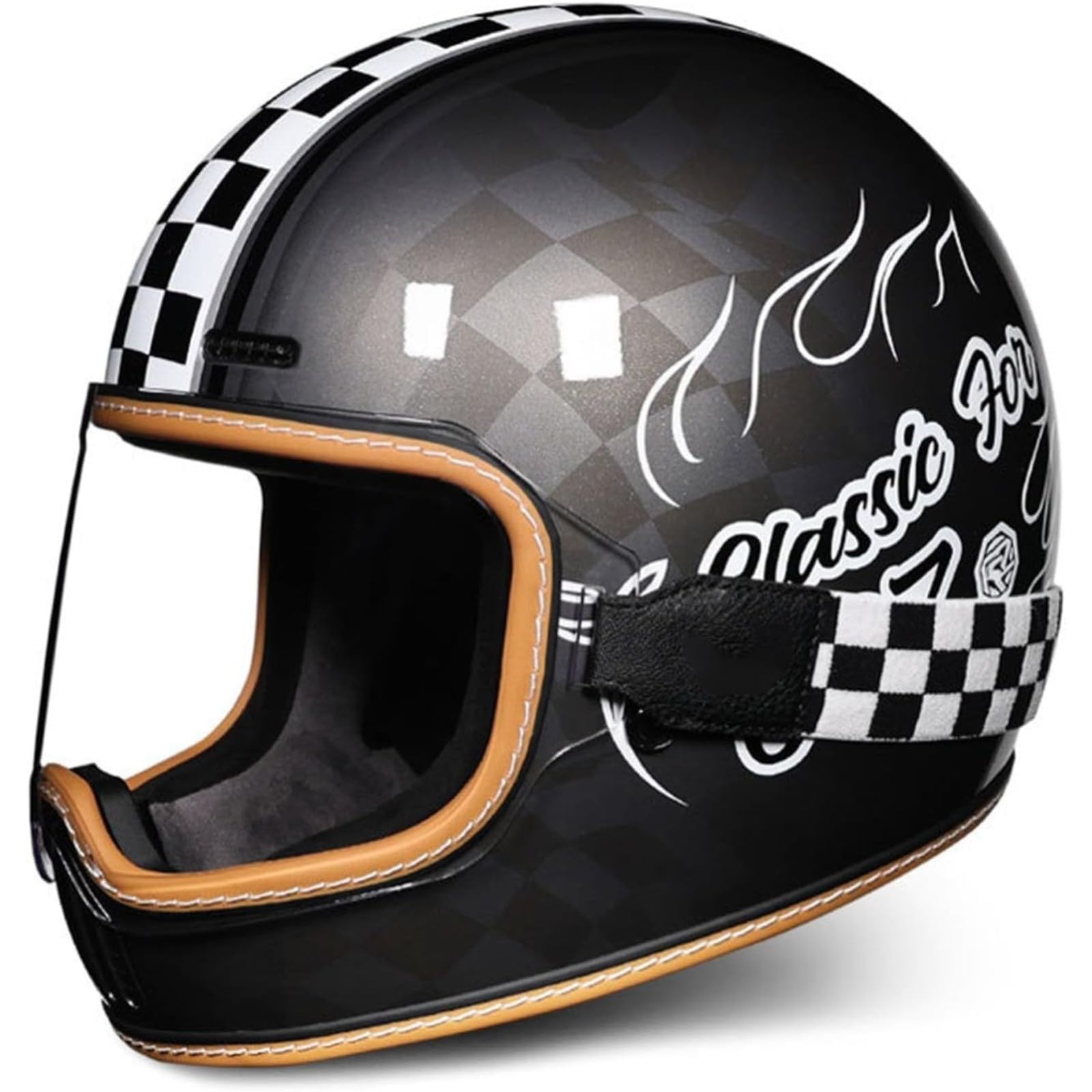 Kask motocyklowy retro, kask motocyklowy, zatwierdzony przez DOT/ECE kask motocyklowy, uniseks, dla dorosłych z osłoną przeciwsłoneczną, odpowiedni do motocykli elektrycznych