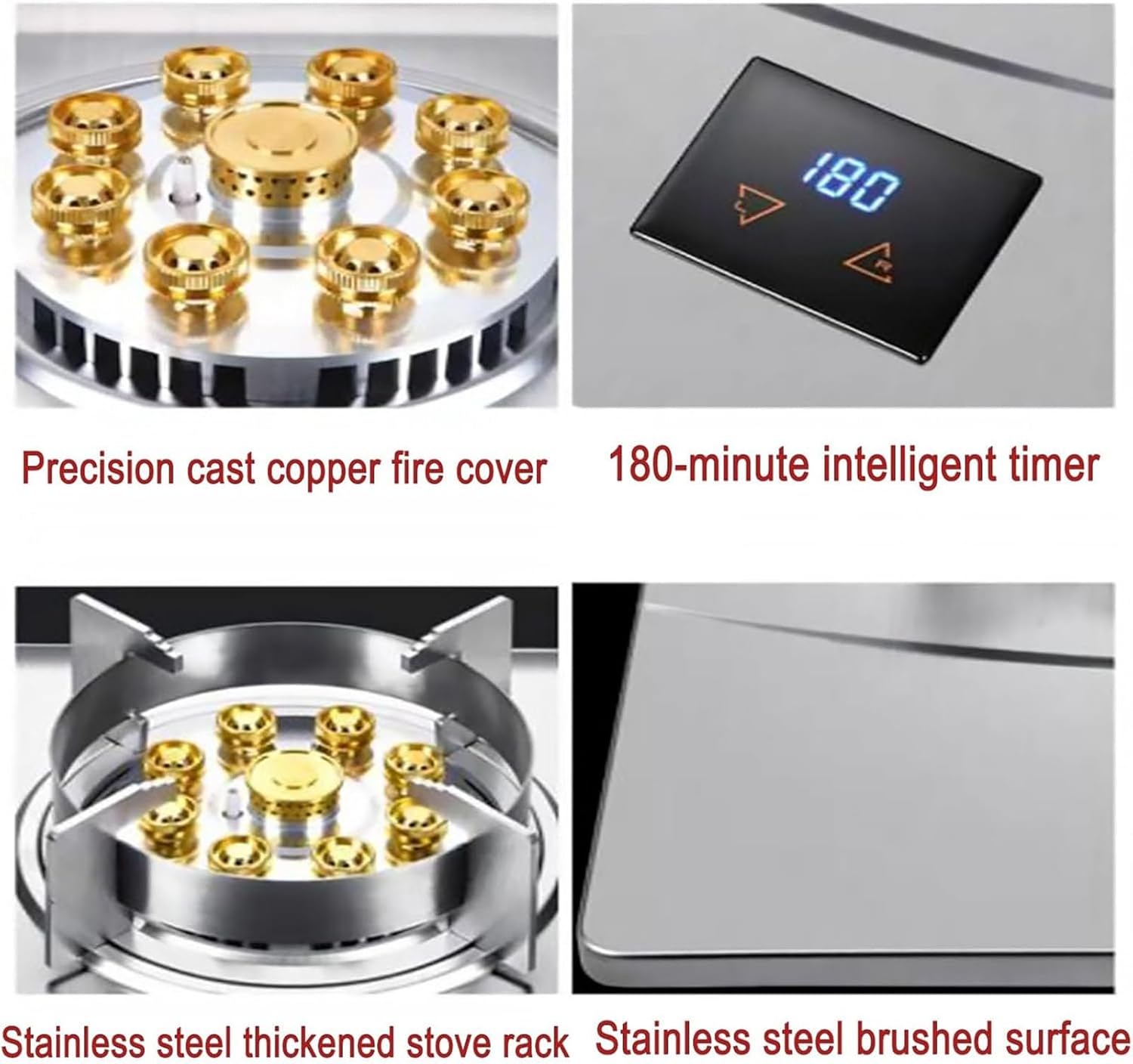 7.0KW Gas Cooker, 1 Burners Hob, Stainless Steel Stove, Tabletop and Flush-mounted Ranges, Flame Size Is Adjustable, Intelligent Timing(LPG)(NG)