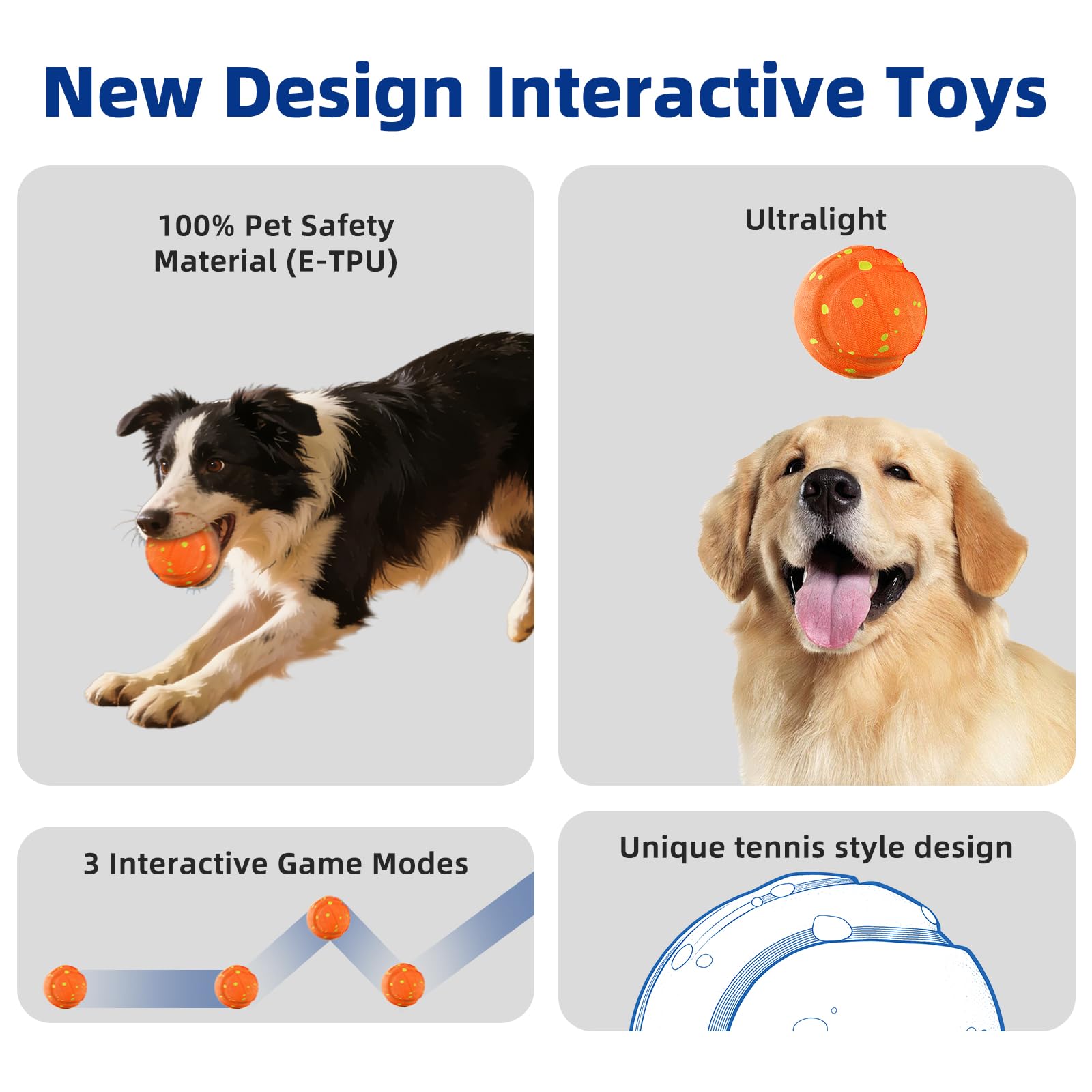 Pelota interactiva Perro,Pelota de Juguetes para Perros,Pelota Perro se Mueve Sola,Juguetes para Perros Inteligentes Recargables USB,3 Modos Juego,para Perros pequeños a Grandes(Naranja)