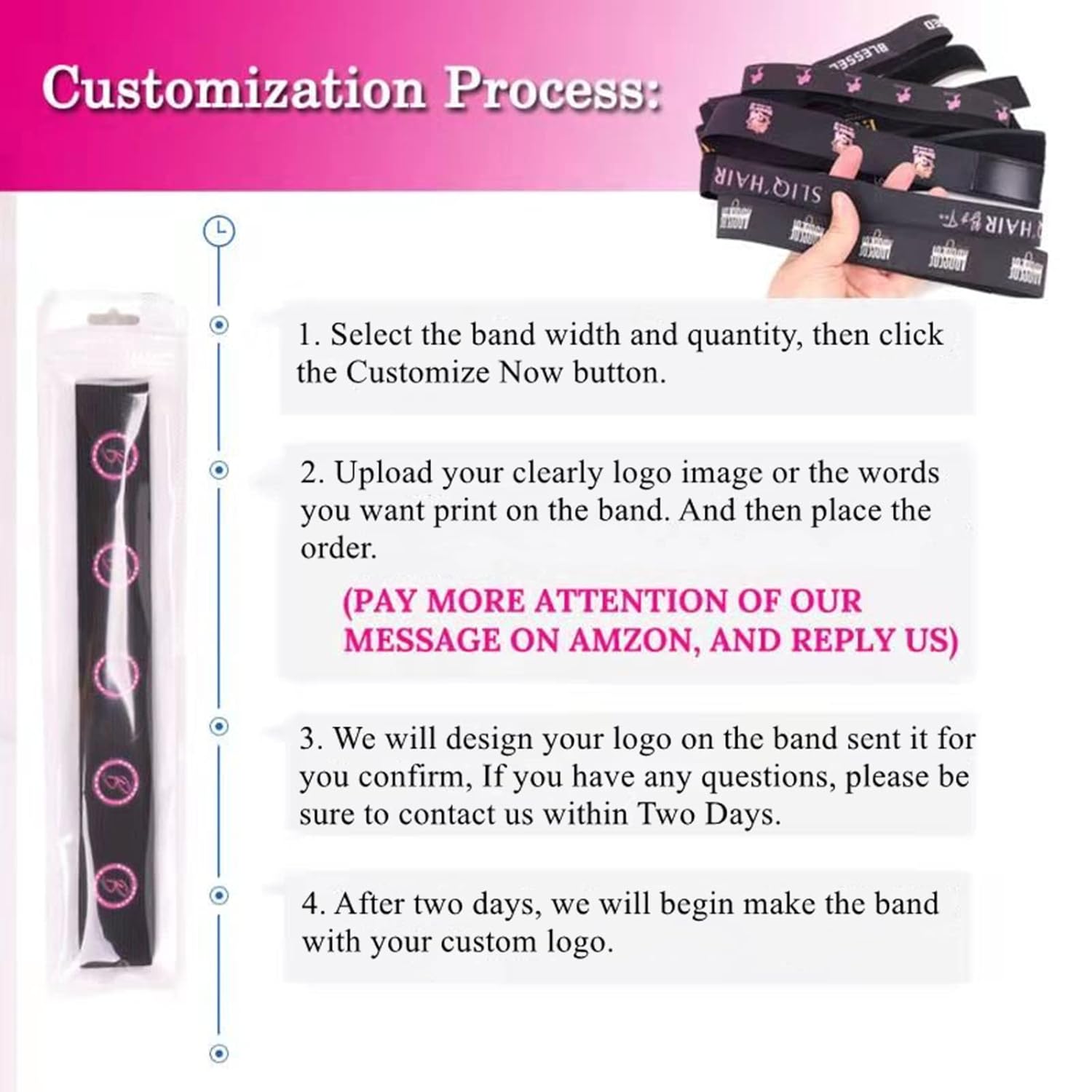 Custom Adjustable Elastic Edge Band for Wigs, 20-50Pcs Personalized Logo Wig Bands, Edge Laying Scarf Melt Headband Edge Slayer for Frontal Wigs and Baby Hair (3.5cm Width, Pack of 20)