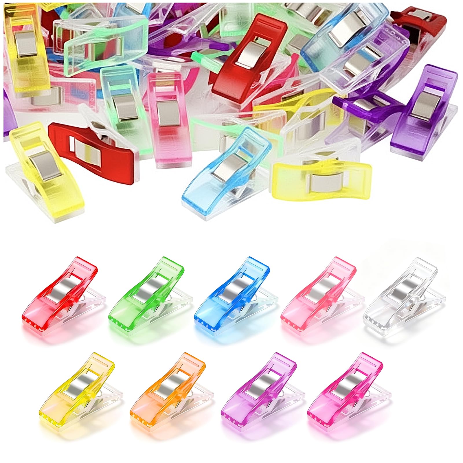 Sewing Clips for Fabric, 100Pcs Plastic Quilting Crafting Pins Non Slip Multipurpose Crafting and Knitting Clamps Plastic for Hanging Objects Dressmaking Crafting