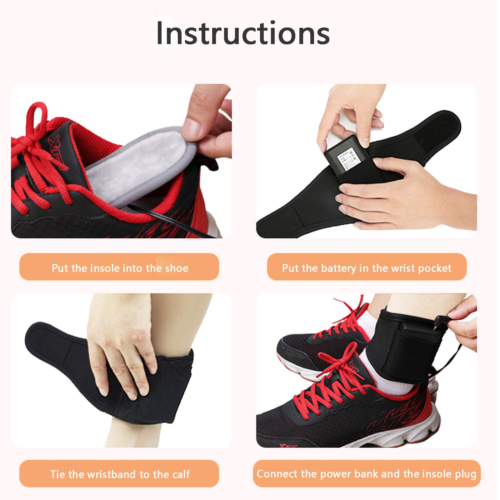 NANANA Semelles Chauffantes Électriques USB Portables Chauffe-Pieds Électriques Semelles Chauffantes Lavables Semelles Thermiques Coupables pour Le Ski, la Pêche, la Randonné,40