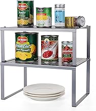 LIANTRAL Kitchen Cabinet Storage Rack, Stackable Expandable Organizer, Kitchen Shelves in Cabinet, Countertops, Storage Solution for Kitchen, Bathroom, Set of 2
