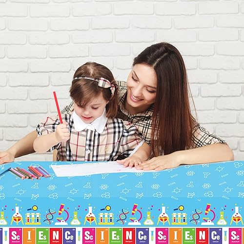 Miniatura 5 de chiazllta Juego de 3 manteles de ciencia para fiestas temáticas de científicos locos, decoraciones de fiesta de laboratorio, fundas de mesa para