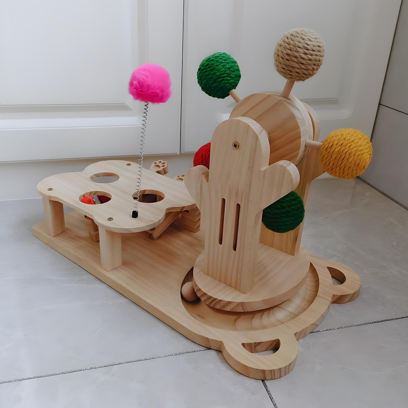 2-In Holz Kratzspielzeug Mit Kugelbahn 45X