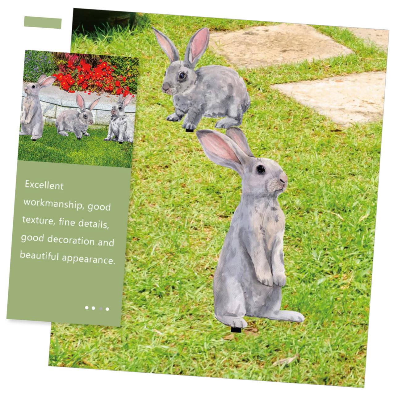 Gatuida 3 Stück Osterhasen Gartenstecker Spitz Zulaufend Hasendekoration für Gartenparty und Terrasse Außendekor