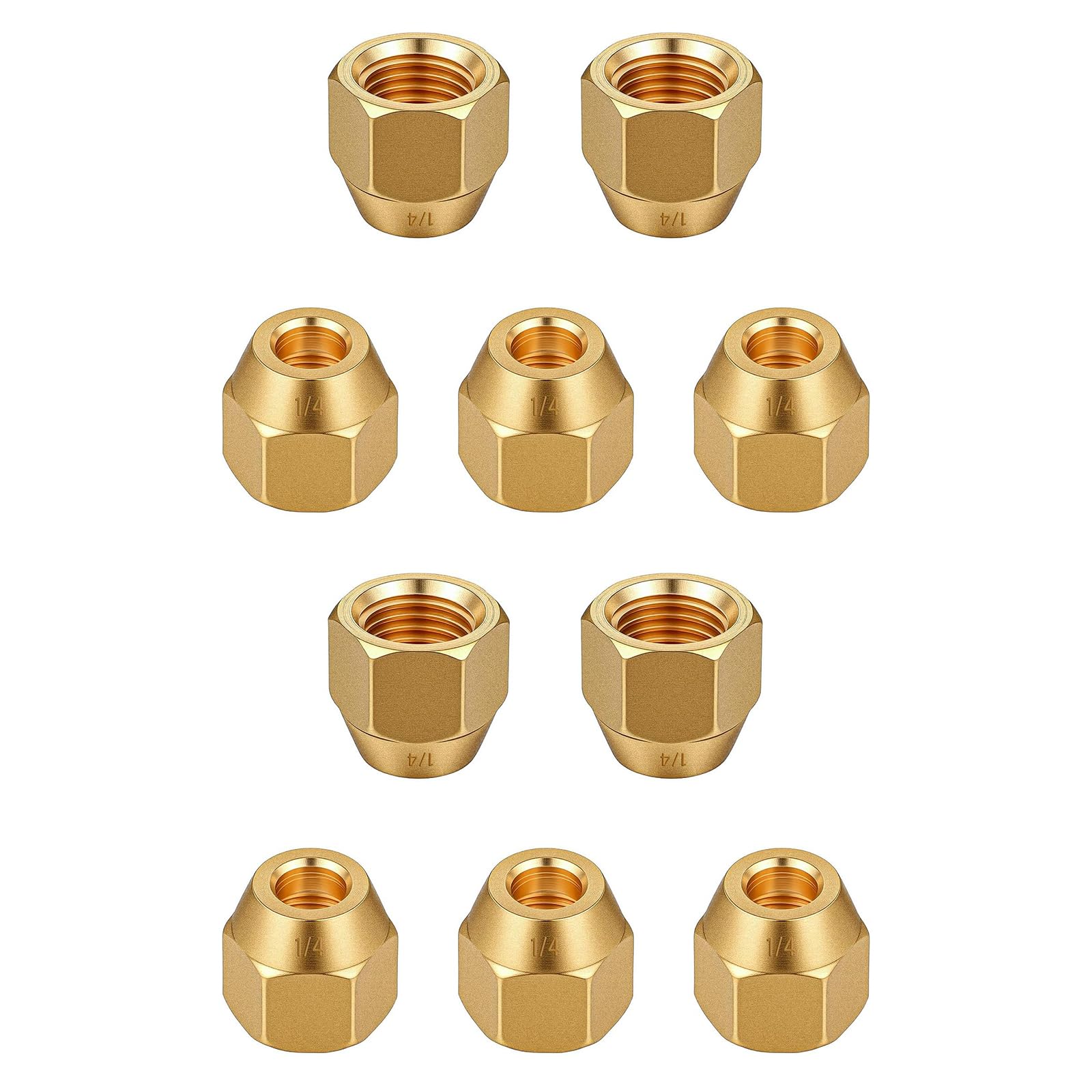 10Pcs Air Conditioners Copper Pipe Extension Joint Connectors Brass Flares Nut Set Female Thread Fitting Enduring Copper Pipe Extension Joint Connectors