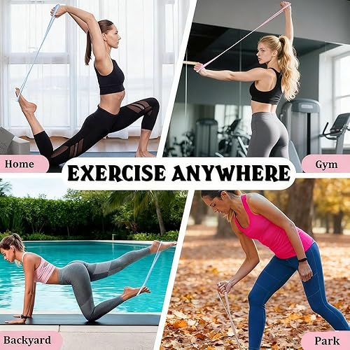 Miniatura 7 de Bandas de resistencia con asas, banda de resistencia de figura 8, bandas elásticas para entrenamiento de gimnasio en casa, pilates, entrenamiento de