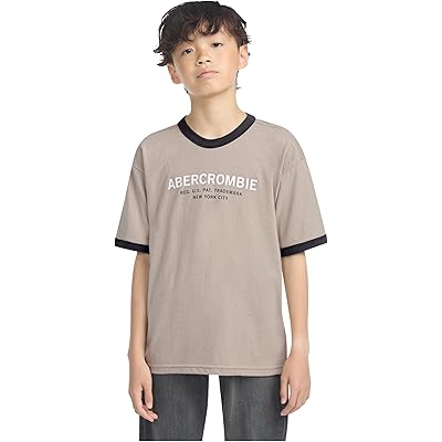 Мужская рубашка abercrombie kids Abercrombie Ringer Tee (Big Kid) simply taupe