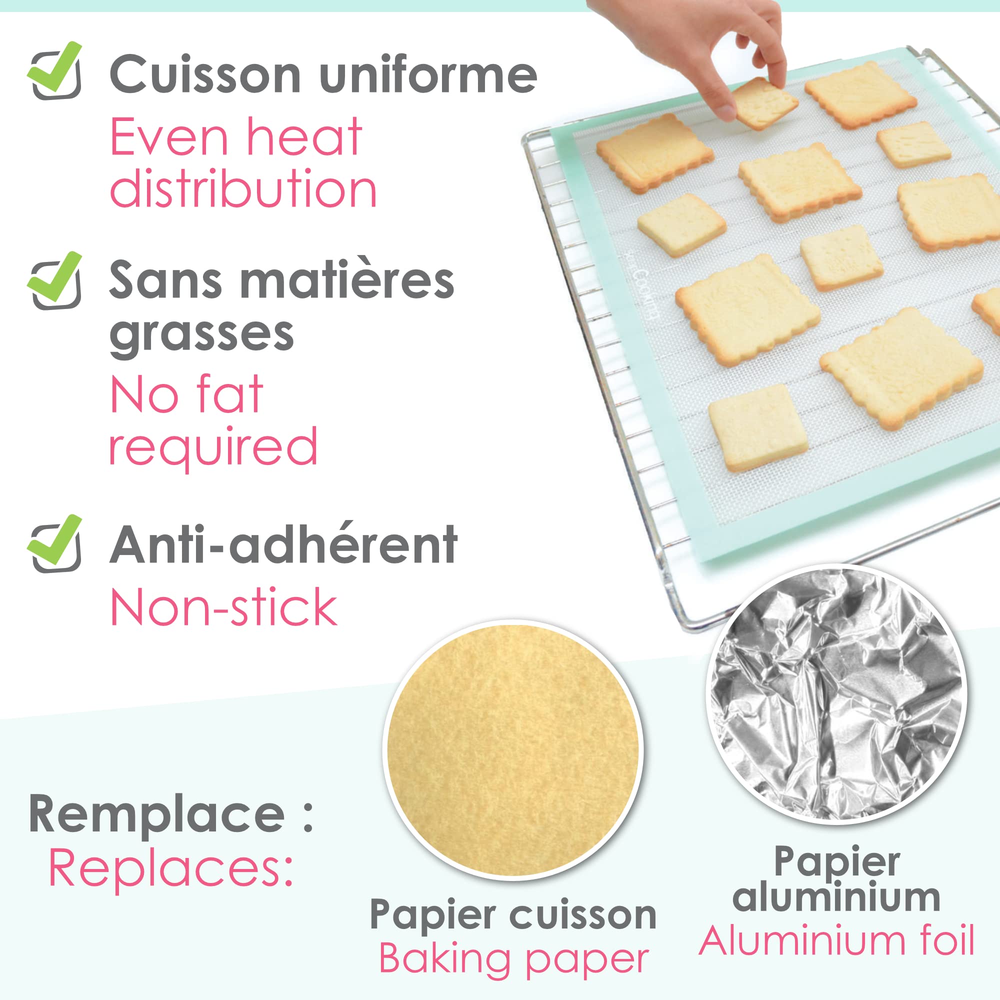 Tapis Cuisson Silicone ScrapCooking - Anti-Adhérent, Réutilisable Et Four Jusqu’à 230°C
