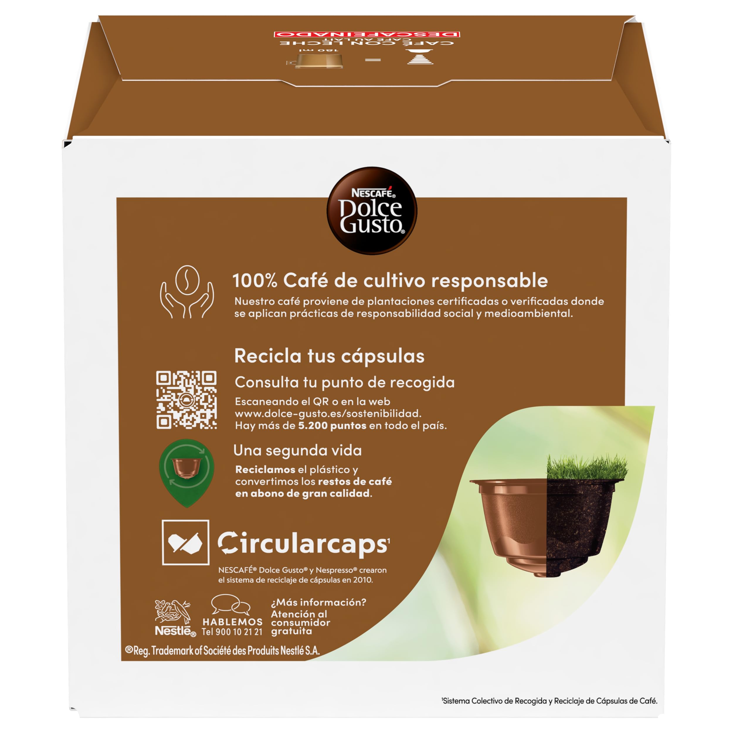 NESCAFÉ Dolce Gusto Café con Leche descafeinado - Cápsulas de Café, 90 Cápsulas (3 x 30)