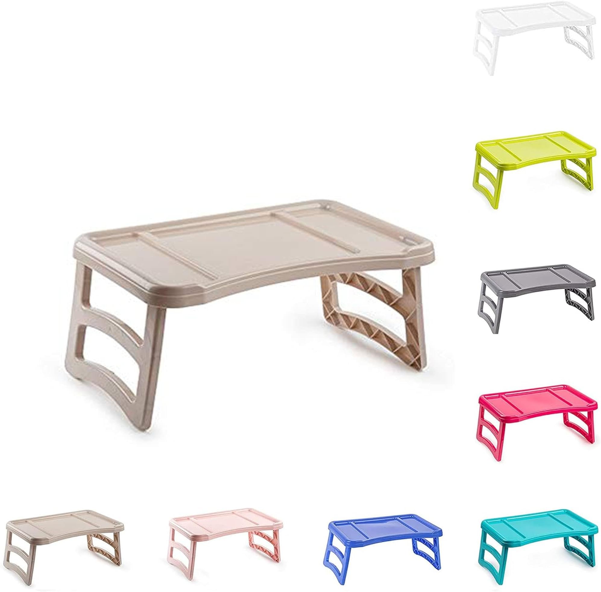 plastific Tray with Legs Folding Table for Breakfast or Lunch in Bed | 51 x 33 cm, One Size (Taupe)