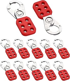Lock Out Tag Out Hasp, 12 Pcs Red Lockout Hasp, Tamper-Proof and Impact-Resistant Loto Hasp with 6 Holes Interlock