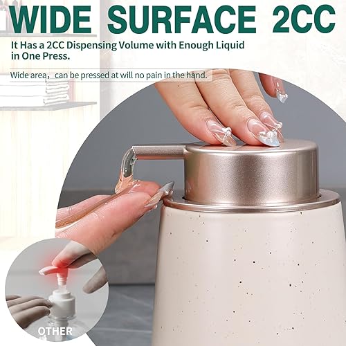 Miniatura 2 de Bosilunlife Dispensador de jabón de manos, dispensador de jabón de cerámica de 12 onzas, dispensador de jabón líquido recargable para baño,