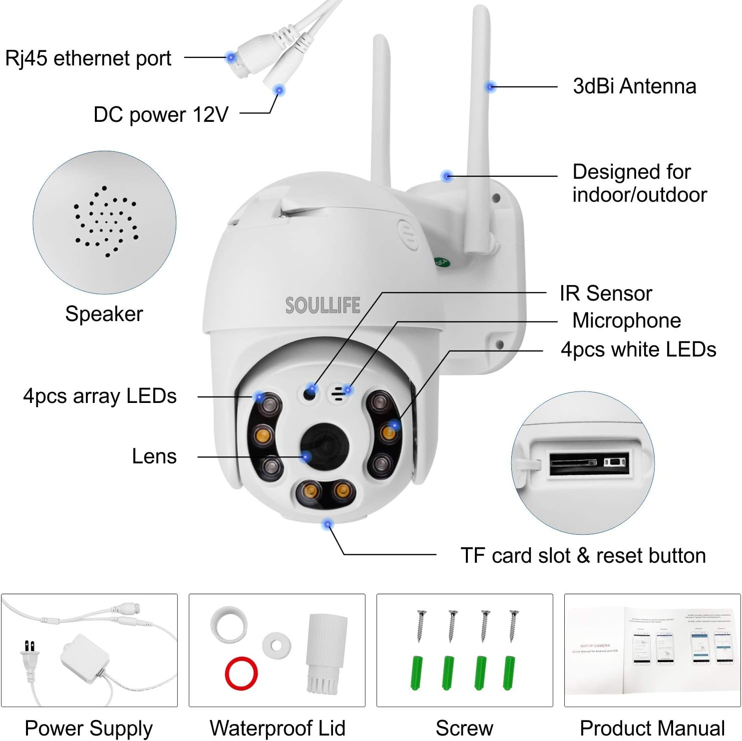 🔥 SoulLife Outdoor Security Camera, WiFi Camera 1080P HD Pan Tilt Zoom, Motion Detection Alarm, Two-Way Audio Night Vision, Support Max 128GB SD WiFi Home Indoor Camera,2 Packs (A-White) Top Brands SoulLife Outdoor Security Camera, WiFi Camera 1080P HD Pan Tilt Zoom, Motion Detection Alarm, Two-Way Audio Night Vision, Support Max 128GB SD WiFi Home Indoor Camera,2 Packs (A-White)