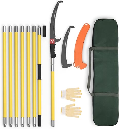 Miniatura 8 de Sierras de poste para podar árboles, podadoras extensibles de 7.3 a 27 pies, podadora de mango largo, hoja de acero afilada y tijeras para recortar