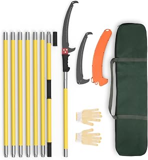Pole Saws for Tree Trimming, 7.3-27 ft Extendable Tree Trimmers Long Handle Pruner, Sharp Steel Blade and Scissors High Branches Trimming, Tree Pruner, Tree Saw (7.3-27 ft)