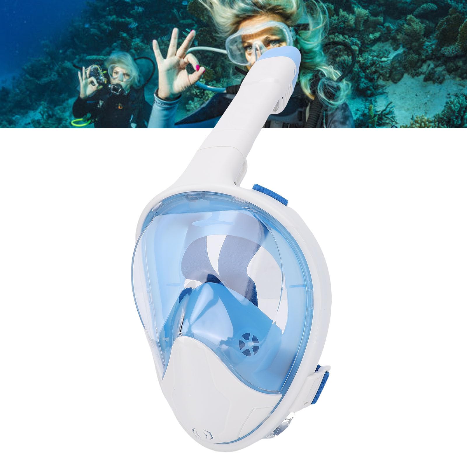 Cryfokt Occhialini da Snorkeling Integrali, Dry Top Antiappannamento Vista Panoramica a 180 Gradi Maschera da Snorkeling, Guarnizione in Silicone Liquido con Fascia per la Testa Regolabile per Adulti