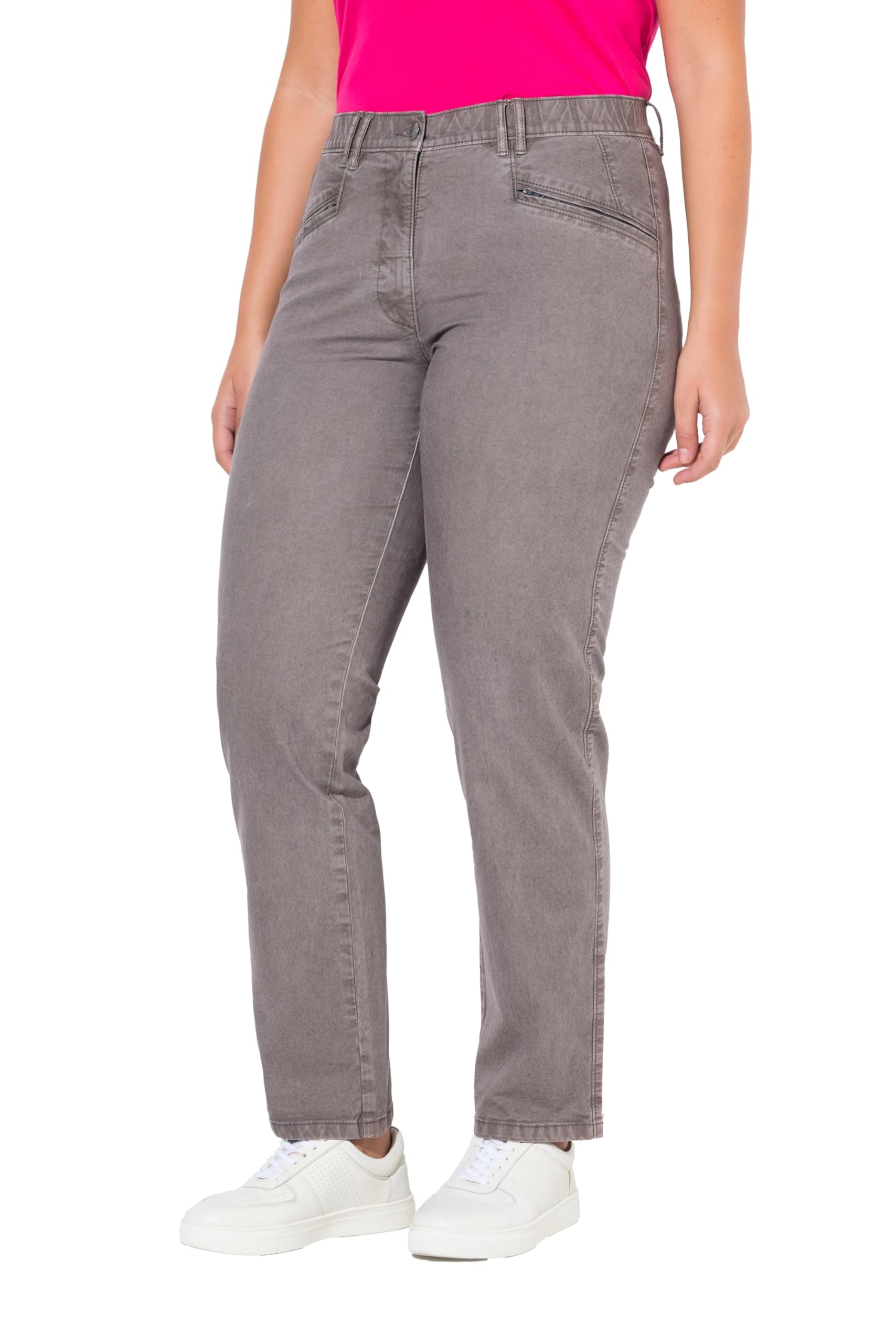 Ulla Popken Damen große Größen Übergrößen Plus Size Hose Mony, konisches Bein, Zipptaschen, Stretch 837744