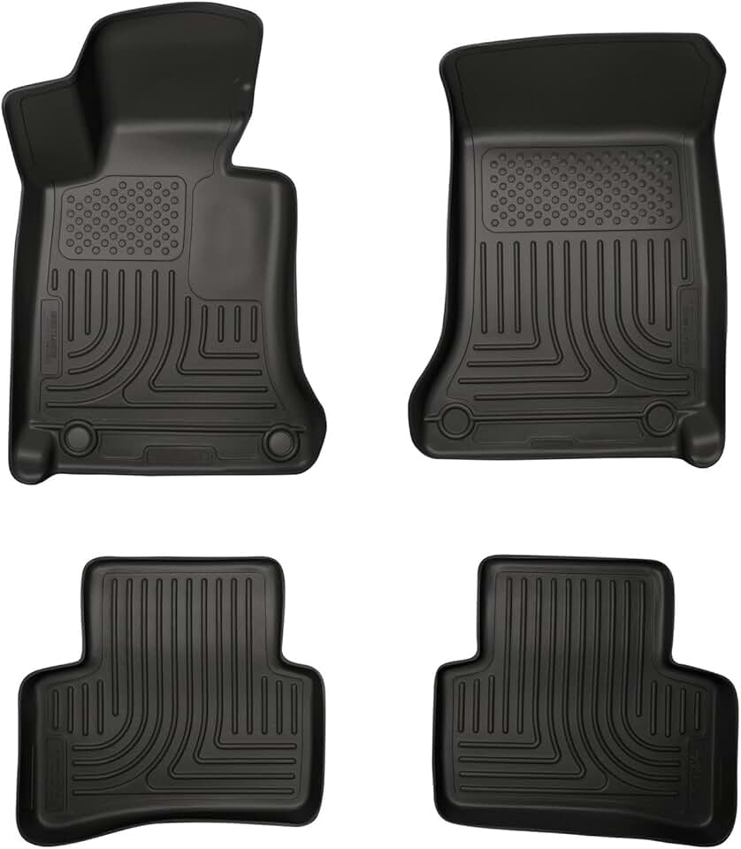 Husky Liners Weatherbeater Floor Mats | Fits 2012-2014 Mercedes-Benz C200 Sedan &amp; C350; 2008-2014 Mercedes-Benz C300 | Front &amp; 2nd Row, 4-pc Black - 99811
