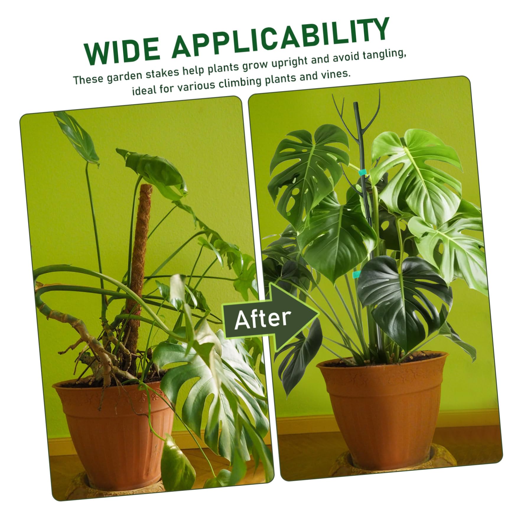 iplusmile Tuteurs de Jardin pour Monstera, Support pour Plantes Hautes, Plastique Vert, Extensible et Robuste, 1 Set pour Intérieur et Jardin