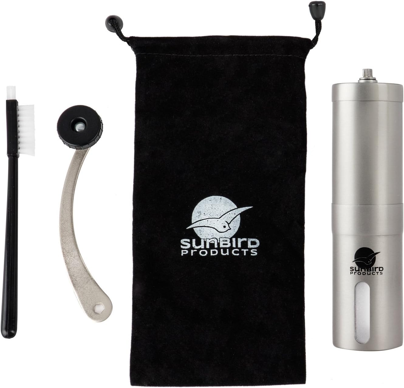 Ceramic Burr Manual Coffee Grinder, Portable Coffee Mill, Stainless Steel - Aeropress Compatible, Kit Comes with Carry Travel Case and Cleaning Brush