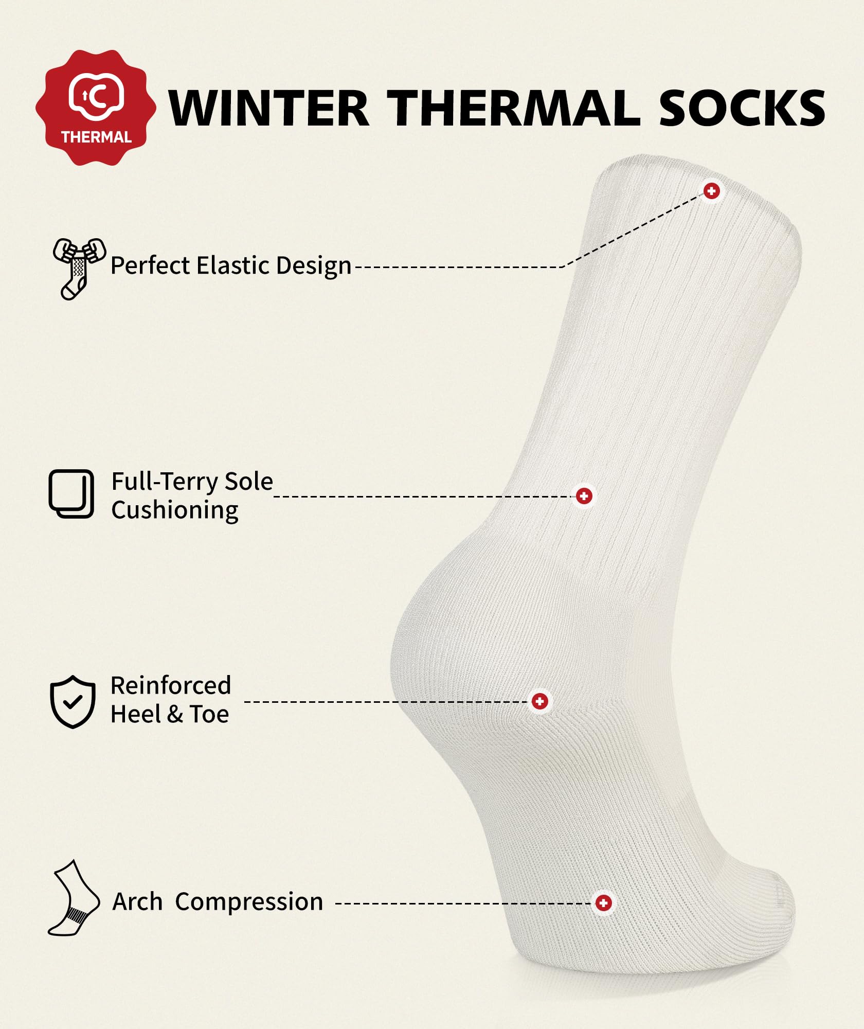 CLOSEMATE 5 Paires Chaussettes Chaudes Homme Femme 39-42 43-46 47-50 Thermiques Anti-froides pour l'Hiver Maison Travail