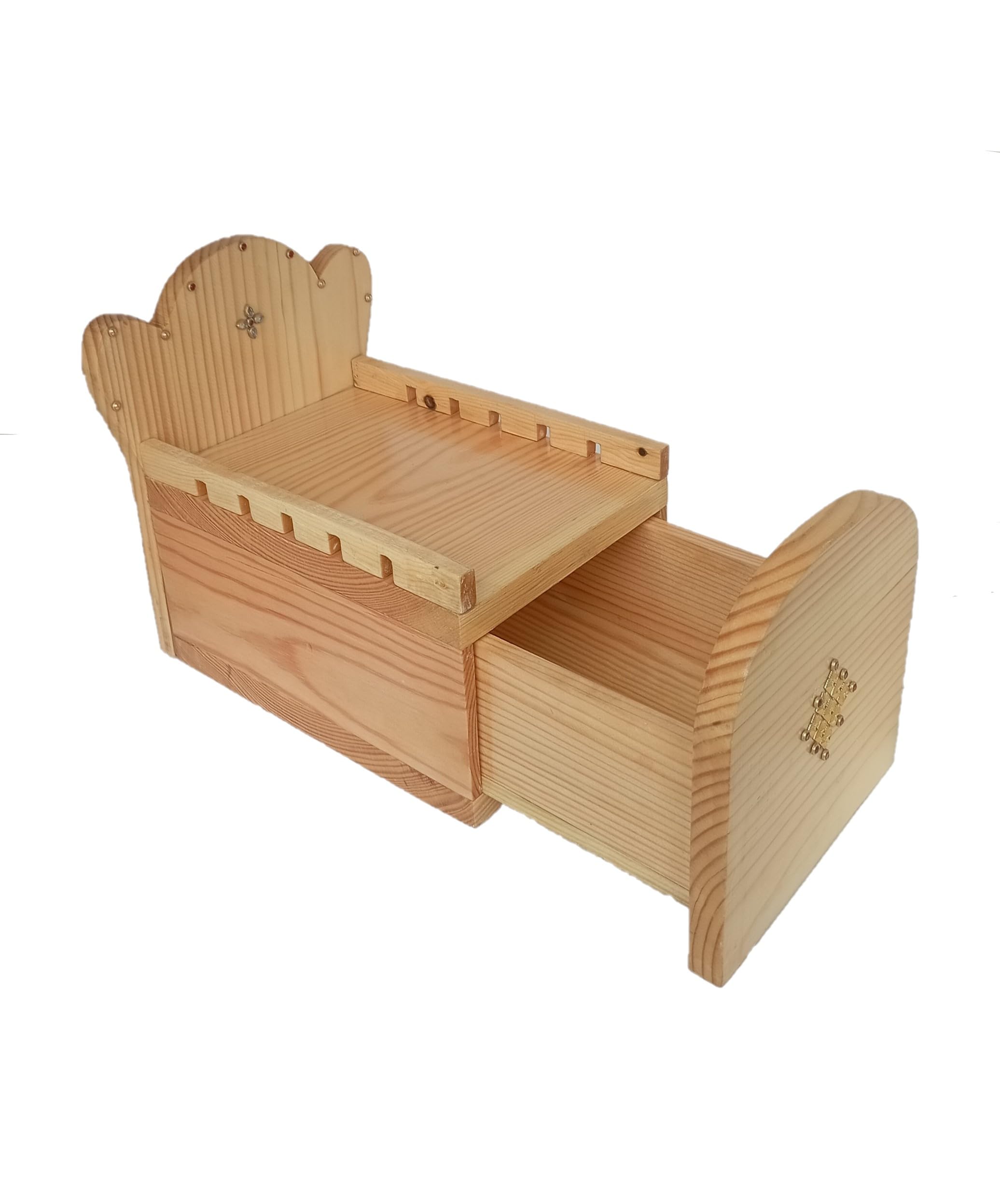 Kidskook Laddu Gopal Box Bed With Storage Box For Kanha Ji Pine Wood Natural Color Standard Size Upto 5 Number, Single-image-1