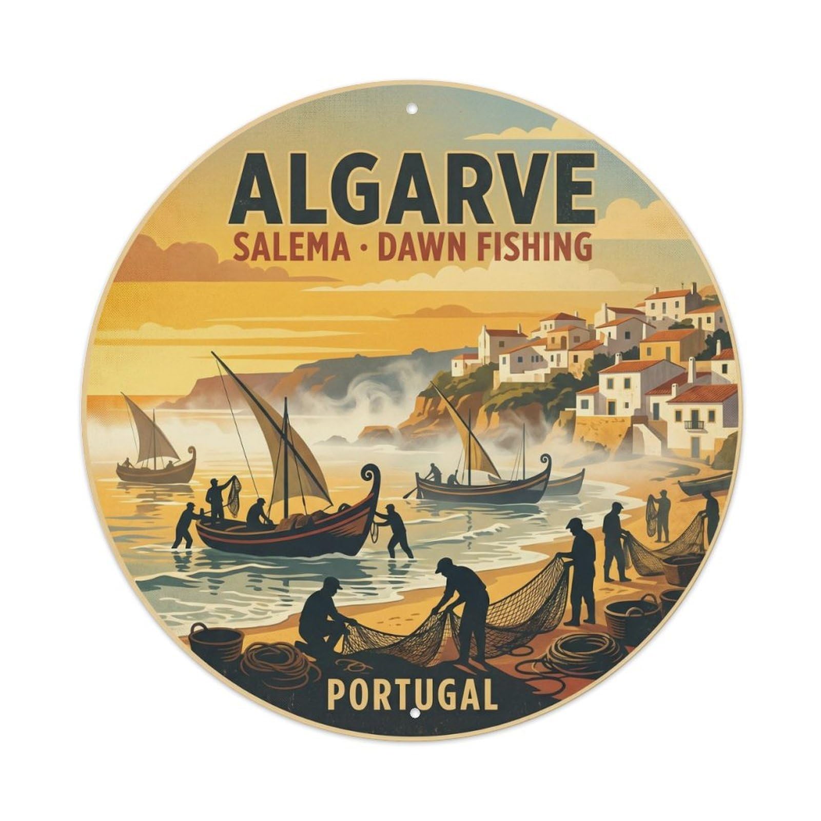 Olhnbad 08X08inch Style Classic Portugal Algarve Coast Cultural Travel Art Metal Tin Sign