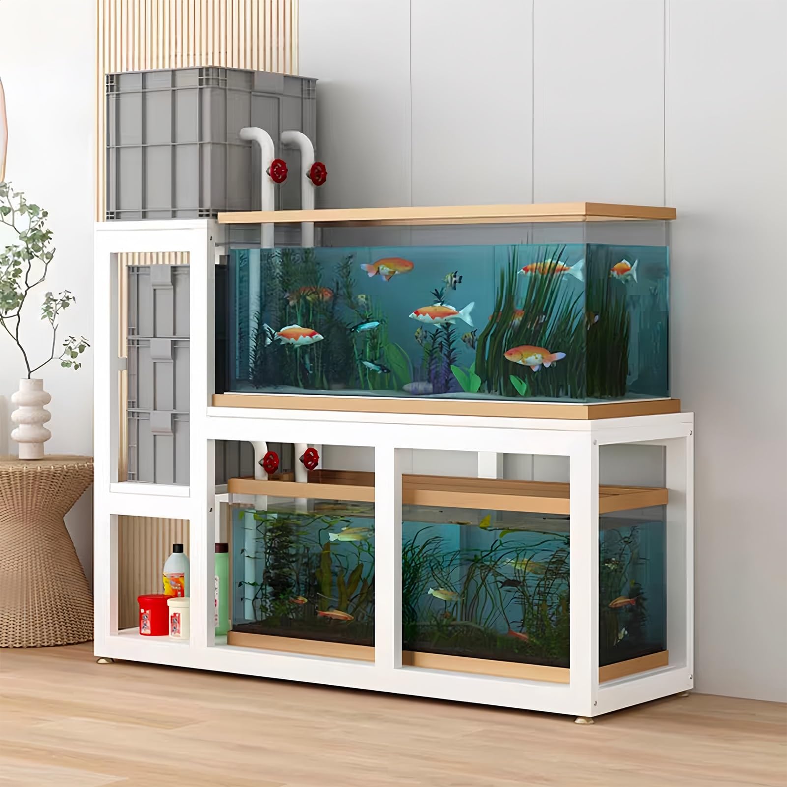 Półka na Terrarium, Stojak na Akwarium dla Gadów, Stojak na Akwarium Hodowlane, 2-Poziomowe Półki Magazynowe(White,130x45x120cm/51x18x47in)