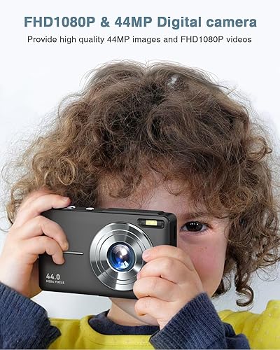Miniatura 2 de Cámara digital, FHD 1080P para niños con tarjeta de 32 GB, 2 baterías, cordón, zoom de 44 MP 16X antivibración, cámara compacta portátil de disparo