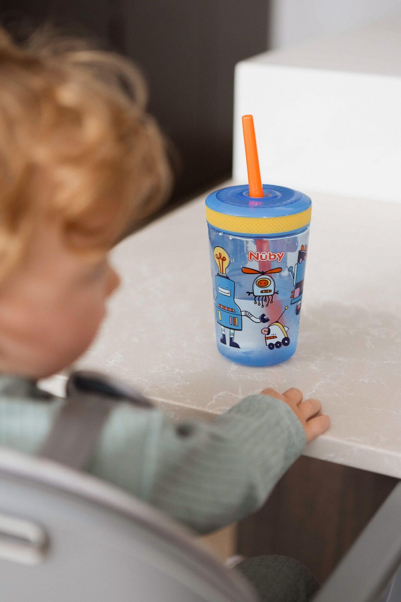 Nuby Sip It Swirler Cup - Toddler Beaker with 360° Straw, Pink/Yellow, 420ml - Image 4