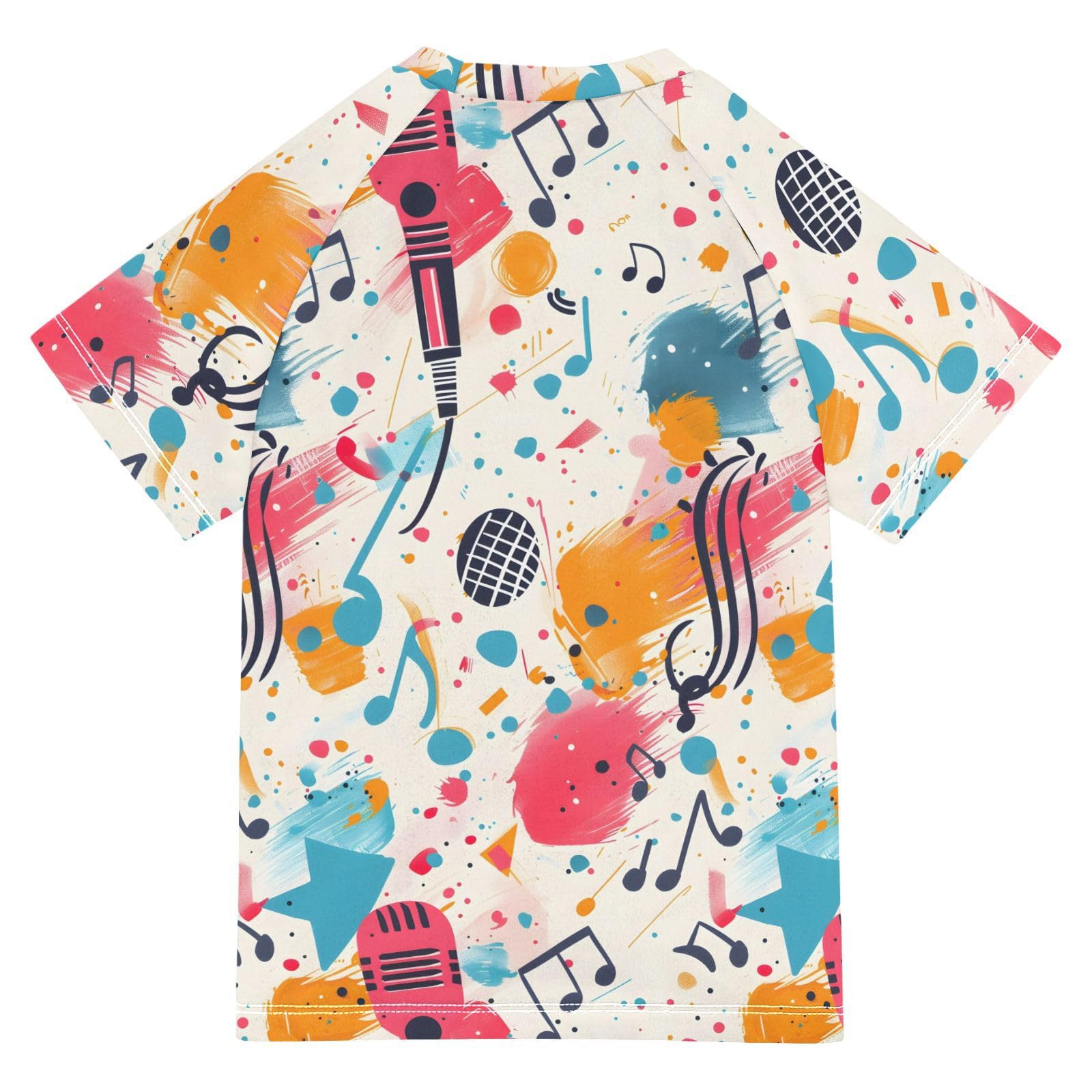 ALAZA Kids Rash Guard Boys Toddler Swim Shirts Short Sleeve Musical Watercolor UPF 50+ 3T
