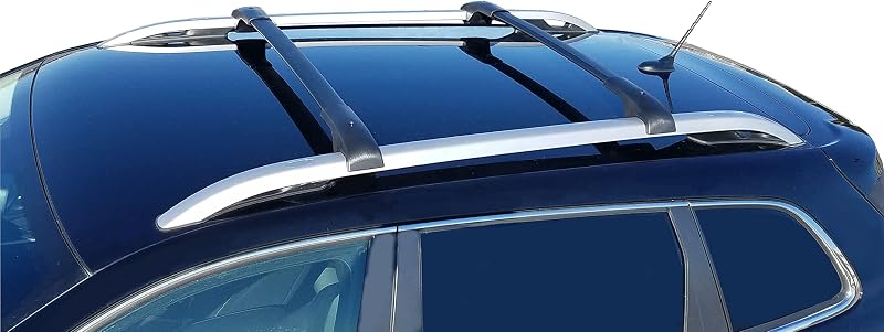 Aluminum Roof Rack Crossbars for 2014-2023 Jeep Cherokee, Black | Factory Raised Side Rails Required, Precision-Engineered Clamp-On Cross Bars Set, Solid Construction, Position Adjustable