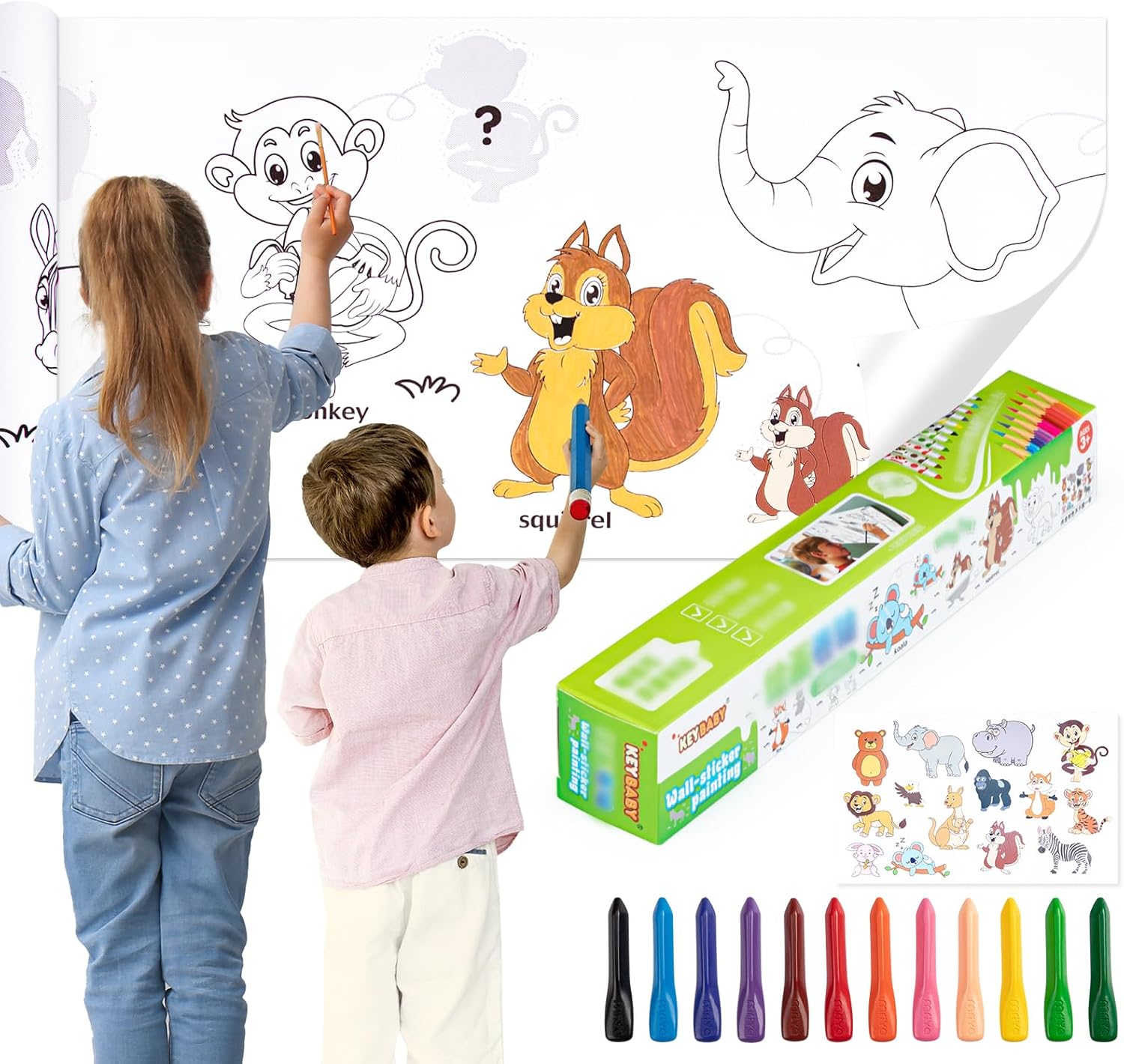 Amazon.com: ALKALO Children's Drawing Roll, Drawing Paper Roll with 12 ...